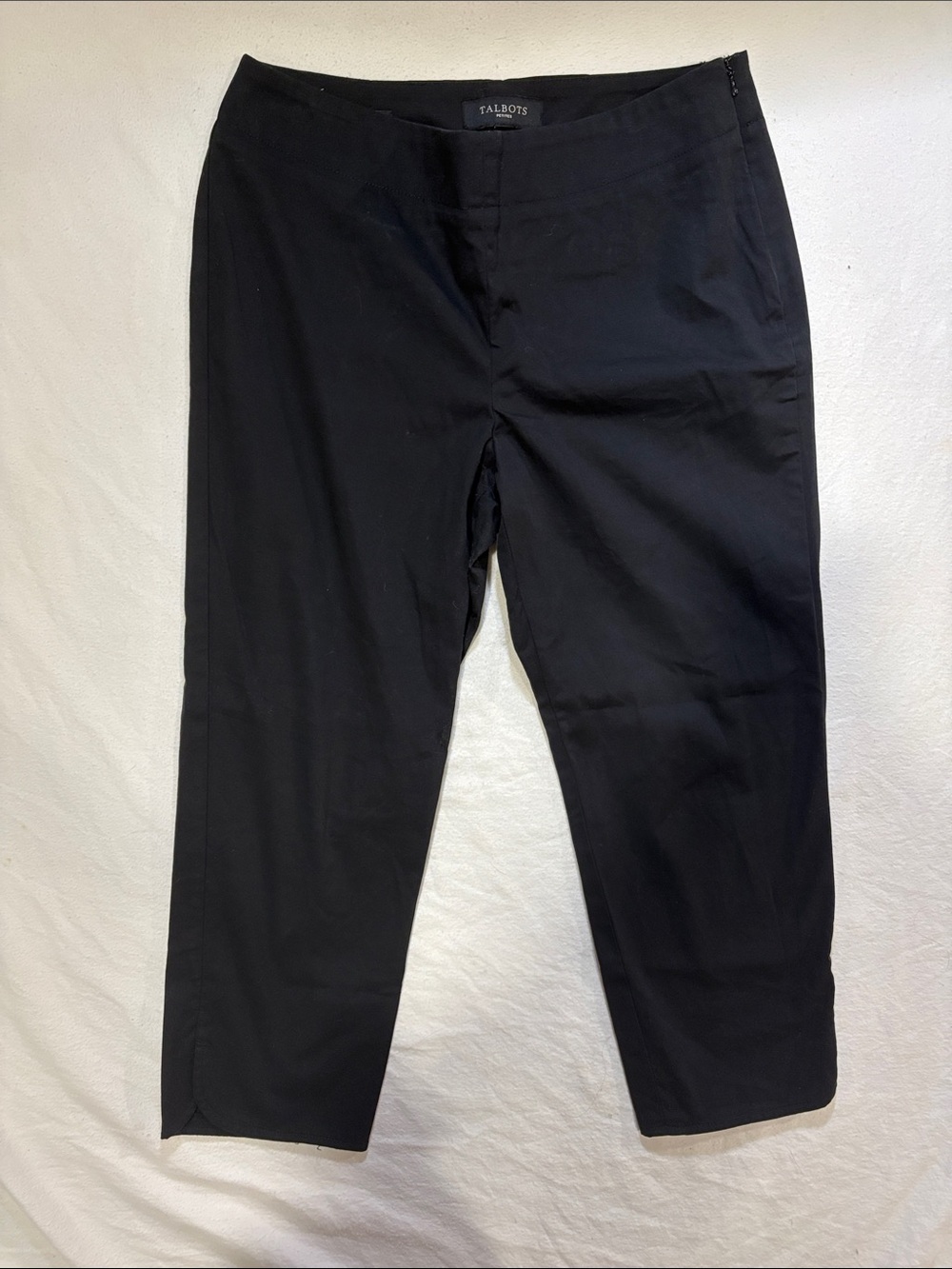 Talbots Heritage Black Crop Pants Size 12 Petite Ankle Trousers Stretch